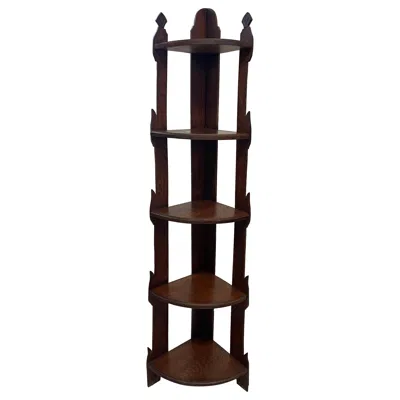 Pre-owned 1stdibs Early 20th Century Primitive Style Corner Bookcase Or Bookshelf In Brown