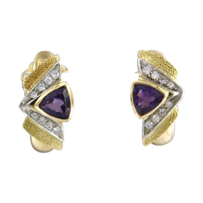 Pre-owned 1stdibs Earrings With Amethysts And Brilliant Cut Diamonds Up To 0.32ct 18k Gold 8.3 Gr In Purple
