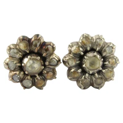 Pre-owned 1stdibs Earrings With Rose Cut Diamonds Up To 0.30ct 14k Gold And Silver In Red