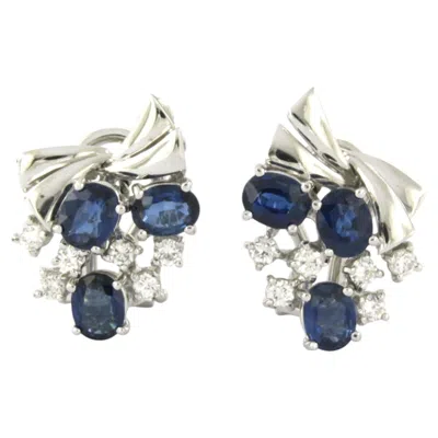 Pre-owned 1stdibs Earrings With Sapphire And Brilliant Cut Diamonds Up To 0.36ct 18k Gold In Blue