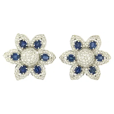 Pre-owned 1stdibs Earrings With Sapphire And Briulliant Cut Diamonds Up To 5.00ct 18k Gold In Blue