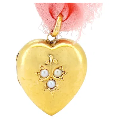 Pre-owned 1stdibs Edwardian 15k Yellow Gold Pearl Heart Locket, Feb. 4th 1904, Uk