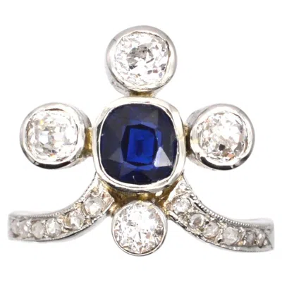 Pre-owned 1stdibs Edwardian 18ct White Gold, Sapphire & Diamond Duchess / Tiara Ring