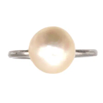 Pre-owned 1stdibs Edwardian Platinum, Certified Natural Saltwater Pearl Solitaire Ring In Multi