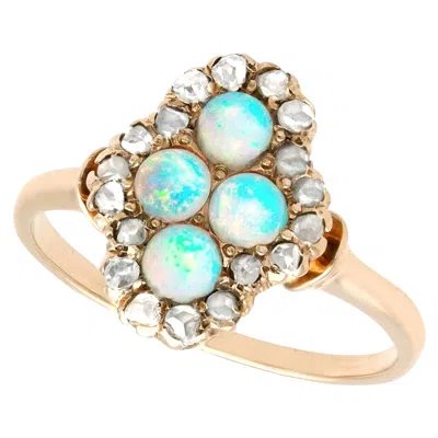 Pre-owned 1stdibs Edwardian Quatrefoil White Opal And Diamond Yellow Gold Cocktail Ring