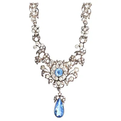 Pre-owned 1stdibs Edwardian Silver White And Blue "aquamarine" Paste Necklace