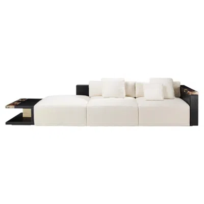 Pre-owned 1stdibs Egon Three-seater Sofa In Leather, Horn, Wood & Upholstery By Arcahorn In Brown