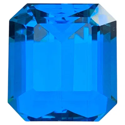 Pre-owned 1stdibs Electric Blue Natural Topaz 15.40 Carat Emerald Cut Loose Gemstone For Ring In Green