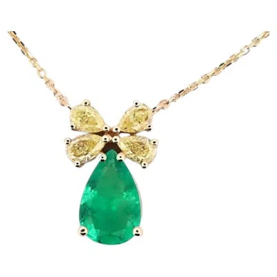 Pre-owned 1stdibs Emerald & Diamonds Necklace Pendant 1.76ct Natural Green Colombian Emerald 18k