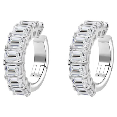 Pre-owned 1stdibs Emerald Cut 4.91 Carat Natural Diamond Ear Cuff Earrings In 18k White Gold