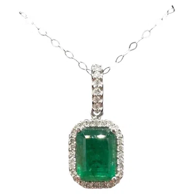 Pre-owned 1stdibs Emerald Diamond Necklace 14kt White Gold Emerald Cut Estate
