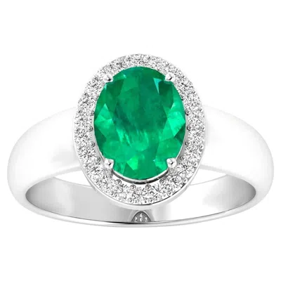 Pre-owned 1stdibs Emerald Ring Diamond Halo 1.87 Carats 14k White Gold