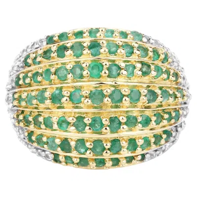 Pre-owned 1stdibs Emerald Ring With White Topaz 2.02 Carats Gold Plated Silver