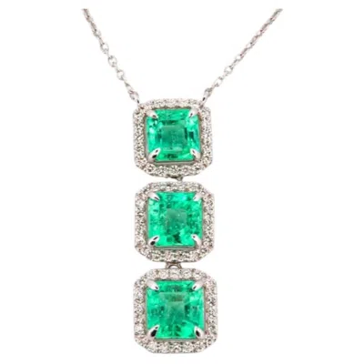 Pre-owned 1stdibs Emeralds & Diamonds Necklace Pendant 4.71ct Natural Green Colombian Emerald 18k