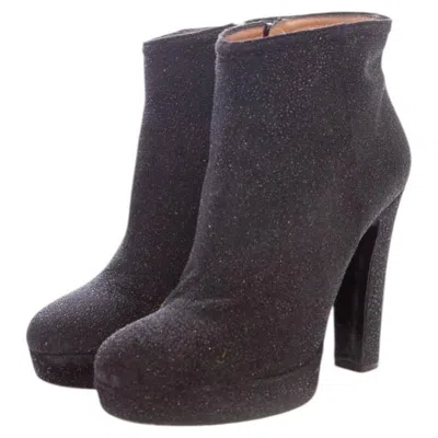 Pre-owned 1stdibs Enrico Antinori, Black Glitter Ankle Boots.