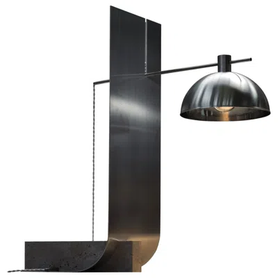 Pre-owned 1stdibs Equo 3.0 Floor Lamp In Aluminum, Travertine & Stainless Steel By D´ark Atelier In Black