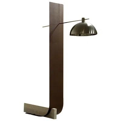 Pre-owned 1stdibs Equo X Floor Lamp In Bent Iron, Stainless Steel & Travertine By D´ark Atelier In Black
