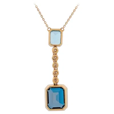 Pre-owned 1stdibs Esmeralda Topaz Necklace, 18k Yellow Gold With 2.05ct Blue Topaz
