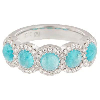 Pre-owned 1stdibs Estate 18 Karat White Gold Brazilian Paraiba Tourmaline And Diamond Ring