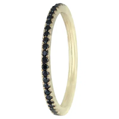 Pre-owned 1stdibs Eternity Band Solid 14k Yellow Gold Jewelry Black Diamond Stacking Dainty Ring