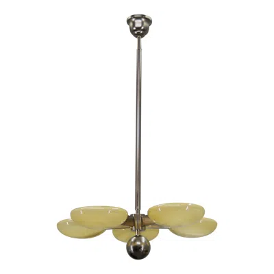 Pre-owned 1stdibs Exceptional Art Deco Functionalist Nickel-plated Chandelier, 1930s In Brown