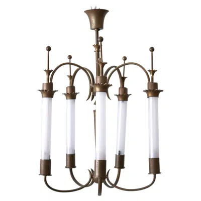 Pre-owned 1stdibs Exceptional Five-flamed Art Deco Chandelier Or Ceiling Lamp Germany 1930s In Transparent