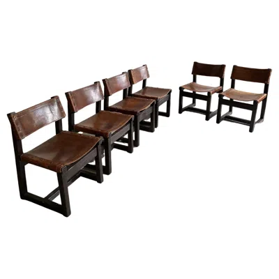 Pre-owned 1stdibs Exclusive Set Of 6 Vintage Biosca Chairs In Brown