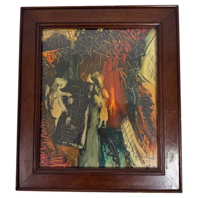 Pre-owned 1stdibs Expressionist Market Scene Painting 1949 By Emidio Angelo (1903–1990) In Black