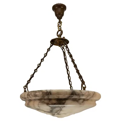 Pre-owned 1stdibs Extra Large Six-light Art Deco Alabaster Pendant With Dark Veining, 1920 In Gold