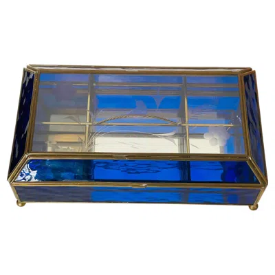 Pre-owned 1stdibs Fabulous Art Deco Cobal Blue Crystal Glass Musical Box