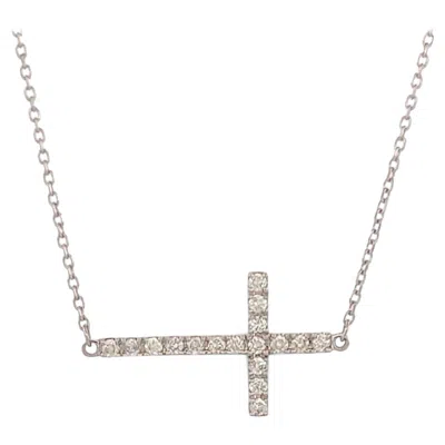 Pre-owned 1stdibs Faeryn 10k White Gold Diamond Cross Necklace With .25 Ctw Natural Diamonds