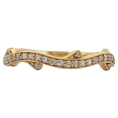 Pre-owned 1stdibs Fannie 10k Yellow Gold Ring With 0.33ct Natural Diamonds – Size 6.75