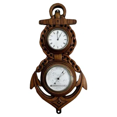 Pre-owned 1stdibs Fantastic Quality Antique Victorian Carved Oak Banjo Clock Barometer In Brown