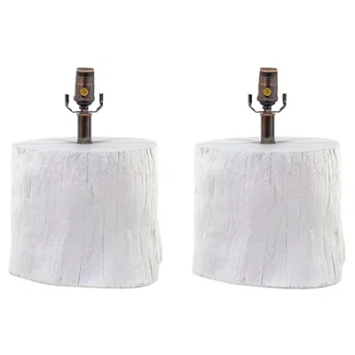 Pre-owned 1stdibs Faux Bois 'tree Stump' White Plaster Lamp