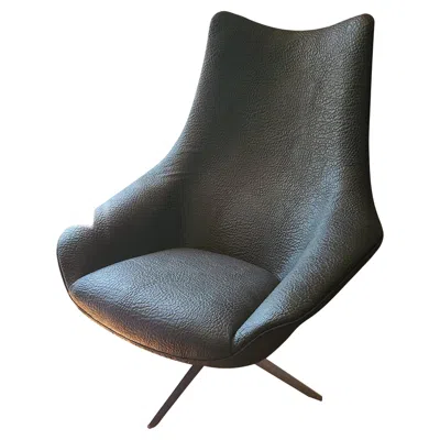 Pre-owned 1stdibs Faux Ostrich Leather Living Room Chair In The Style Of The Jacobsen Egg Chair In Black