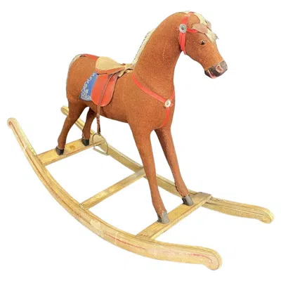 Pre-owned 1stdibs Fetching Folk Art British 19th Century Rocking Horse With Glass Eyes In Brown