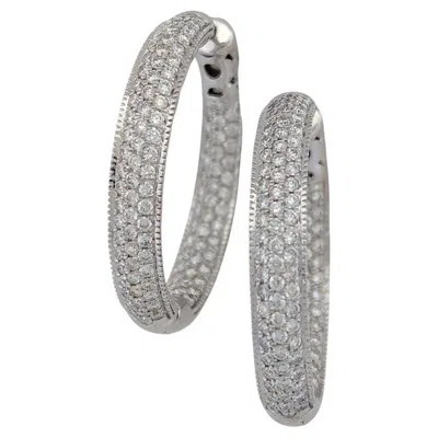 Pre-owned 1stdibs Fifer 14k White Gold Inside-out Hoop Earrings With 2.28 Ctw Natural Diamonds