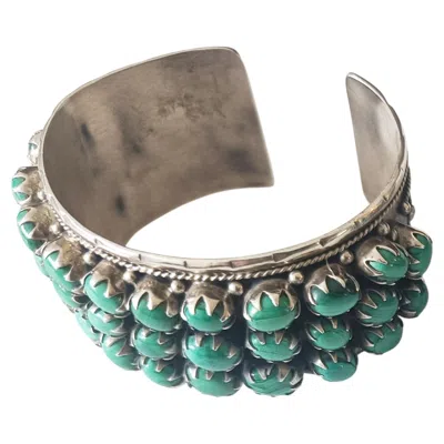 Pre-owned 1stdibs Fine Vintage Silver Turquoise Cuff Bracelet Ethnographic Tribal Jewellery