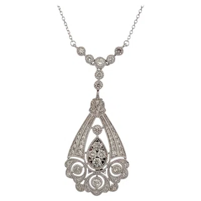 Pre-owned 1stdibs Fiora 10k White Gold Diamond Pendant Necklace With .88 Ctw Natural Diamonds