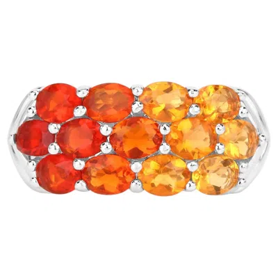 Pre-owned 1stdibs Fire Opal Ring 1.54 Carats Sterling Silver In Multi
