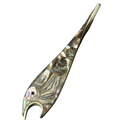 Pre-owned 1stdibs Fish Bottle Opener, Abalone Shell & Alpaca, Mexico, Circa 1980 In Brown