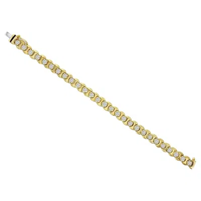 Pre-owned 1stdibs Five Carat Diamond Bezel Tennis Bracelet 14k Yellow Gold