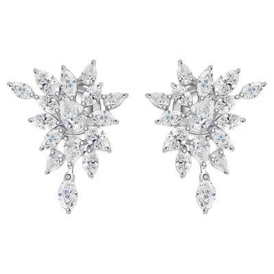 Pre-owned 1stdibs Floral Si H-i Marquise Diamond Stud Earrings 2.54 Ct Handmade 18k White Gold
