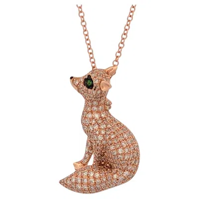 Pre-owned 1stdibs Forest Necklace 14k Rose Gold Tsavorite & Diamond Necklace Luxurious Jewelry In Red