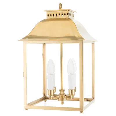 Pre-owned 1stdibs Four Lights English Lantern With Natural Brass Structure And Glasses In Sand