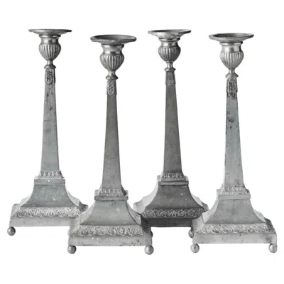 Pre-owned 1stdibs Four Swedish Gustavian Pewter Candlesticks Made Year 1810 In Gray
