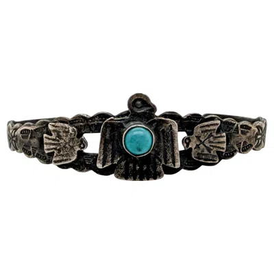 Pre-owned 1stdibs Fred Harvey Era Thunderbird Sterling Silver And Turquoise Bracelet In Multi