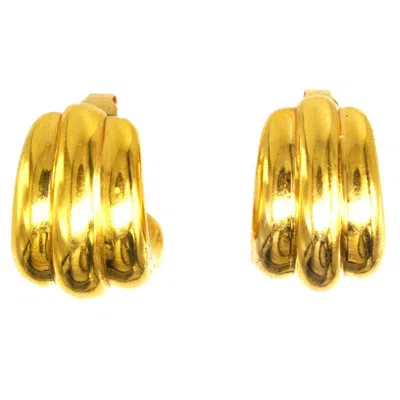 Pre-owned 1stdibs French 18ct Gold Retro Three Band Earrings In Multi