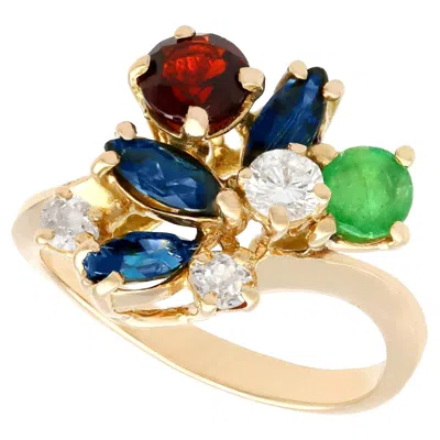 Pre-owned 1stdibs French 18k Yellow Gold Multi-gemstone Cocktail Ring