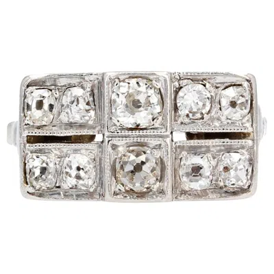 Pre-owned 1stdibs French, 1925s, Diamonds 18 Karat White Gold Platinum Rectangular Ring